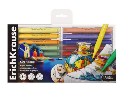 65033 - Akrylové fixy ErichKrause ART SPIRIT s kulatým hrotem, sada 18 barev