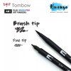 Tombow ABT fix s brush a fine hrotem, vodou ředitelný, odstín černá