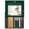 Obsah sady Pitt Monochrome 21 ks: černá, bílá, sanguine, sépie a další odstíny Faber-Castell