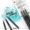 Pentel Brush Sign Pen Pigment, sada 3 ks, štětcové fixy s černým inkoustem