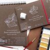 SM.LT Brown Watercolor Pad A4, 35 listů, vhodný pro metalické akvarelové barvy i suchou kresbu
