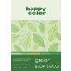 Blok barevných papírů Happy Color Deco Green A4, 20 listů v zelených odstínech, 170 g/m2