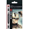Sada 6 popisovačů Marabu Sketch Marker Graphix Alpha Robot, alkoholové fixy, zářivé barvy