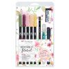 Tombow akvarelová sada Floral, ABT Dual Brush Pen, vodní štětec, fineliner, tužka, pryž a paleta