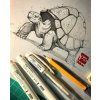 Vzorek kresby popisovačem Marvy For Drawing 0,7 mm, světlostálý černý pigmentový inkoust