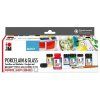Sada barev na porcelán a sklo Marabu Porcelain & Glass, 6 odstínů po 15 ml a štětec