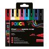 Uni POSCA PC-5BR sada 8 základních barev, akrylový štětcový popisovač, stopa 1–4 mm