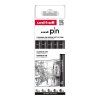 Sada 5 linerů Uni PIN Classic, černý pigmentový inkoust, tloušťky 0,2 až 1,0 mm