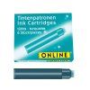 Inkoustové bombičky Online Standard, 6 ks, tyrkysová barva pro plnicí pera se standardním systémem
